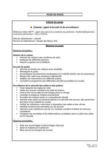 modele fiche de poste agent polyvalent  Document Online