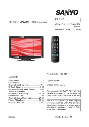 Model No. LCD- 4XH7 SERVICE MANUAL LCD ... - Tecnicosaurios