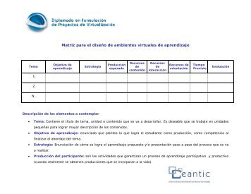 Matriz para el diseño de ambientes virtuales de aprendizaje