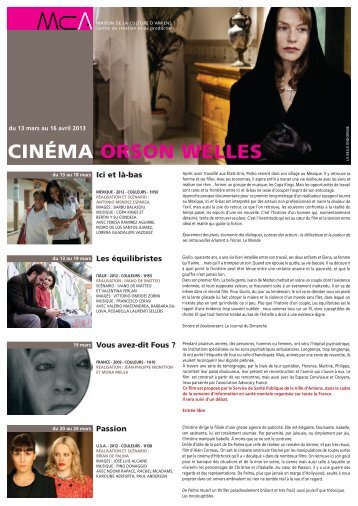 programme cinéma 13/03 - Maison de la Culture d'Amiens