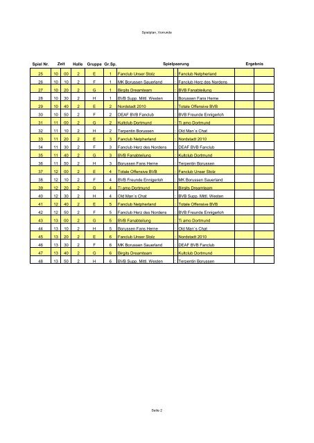 Spielplan - Fan-Projekt Dortmund
