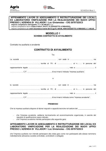 Schema contratto di avvalimento - Sardegna Agricoltura