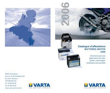 Catalogue d'affectations - VARTA Automotive PartnerNet