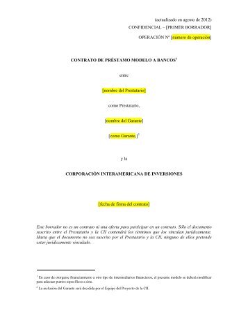 Modelo de contrato de prÃ©stamo para instituciones financieras