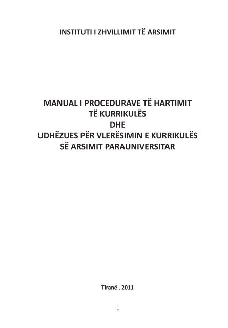 UdhÃ«zuesi dhe Manuali i KurrikulÃ«s sÃ« Arsimit Parauniversitar