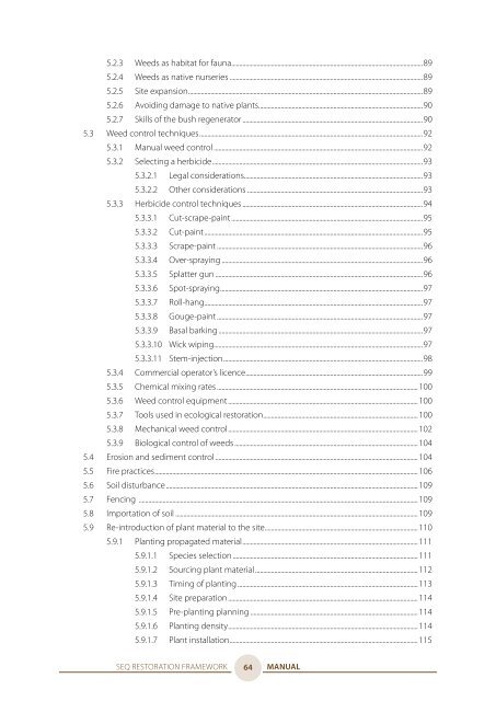 South East Queensland Ecological Restoration Framework: Manual