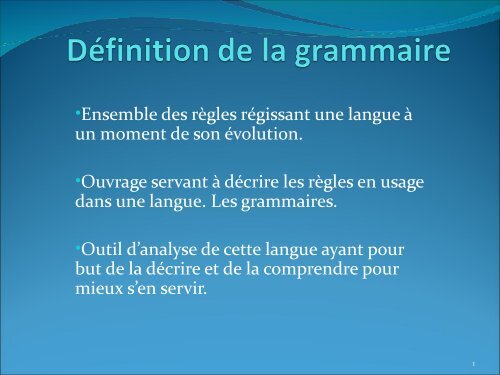 DÃ©finition de la grammaire - IEN Sannois
