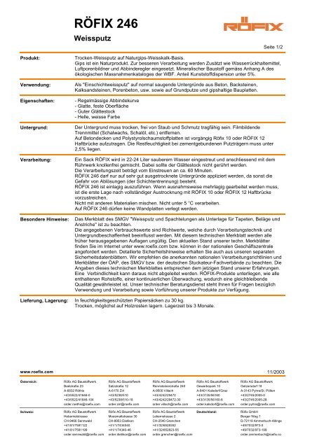 Technische Merkblätter - Röfix AG