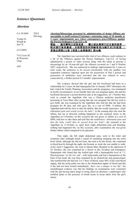 Classified Criminal Appeals Bulletin 2009 Part 2 - Department of