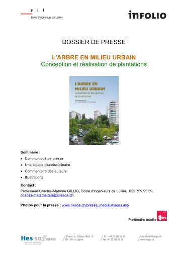 dossier de presse l'arbre en milieu urbain - HES-SO GenÃ¨ve