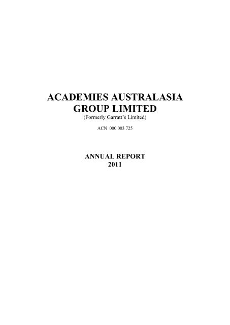 2011 Annual Report - Academies Australasia
