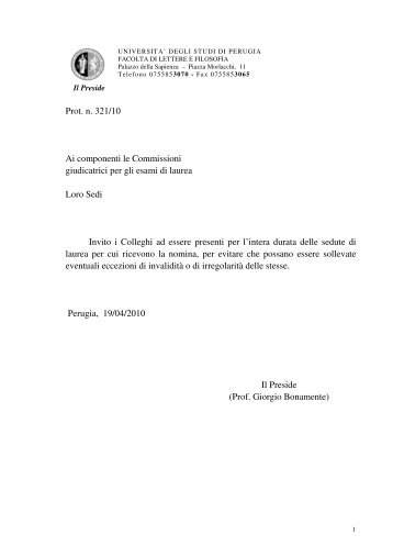 Prot. n. 321/10 Ai componenti le Commissioni giudicatrici per gli ...