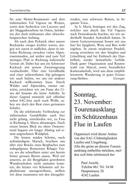 Clubnachrichten 4â2003 - SAC Sektion Hohe Winde