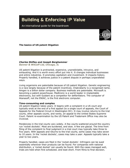 The Basics Of U S Patent Litigation Banner Witcoff Ltd