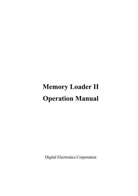 Memory Loader II Operation Manual - Pro-face America HMI Store