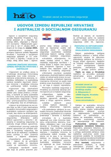 ugovor između republike hrvatske i australije o socijalnom osiguranju