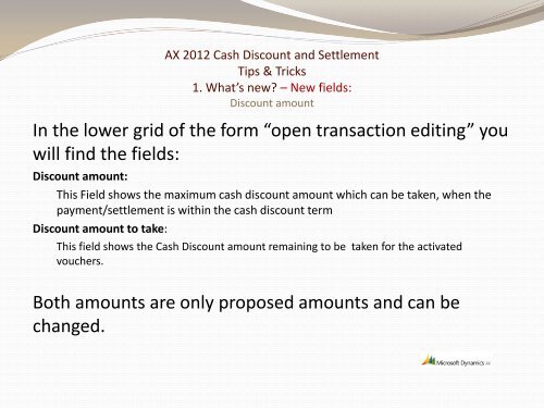 AX 2012 Cash Discount and Settlements - TechNet Blogs