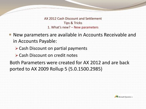 AX 2012 Cash Discount and Settlements - TechNet Blogs