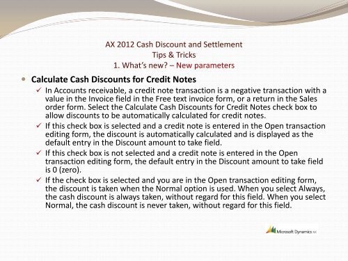 AX 2012 Cash Discount and Settlements - TechNet Blogs