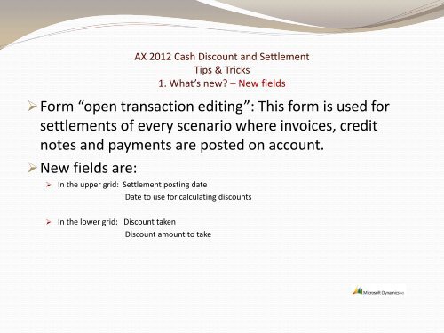 AX 2012 Cash Discount and Settlements - TechNet Blogs