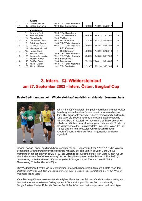 2. Stundenlauf am 13. Juli 2003