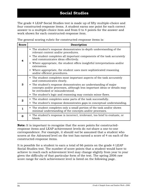 Grade 4 Social Studies 2006 - Louisiana Department of Education