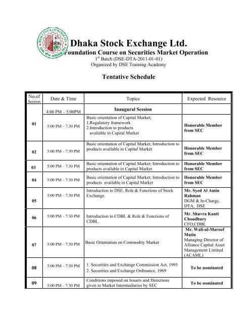 Dhaka Stock Exchange Ltd.