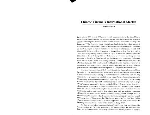Chinese Cinema's International Market - Asian Educational Media ...
