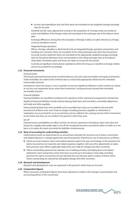 (formely M-Cell Limited) - Business Report 2003 - MTN Group