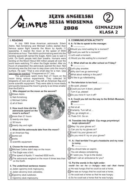 gimnazjum klasa 2 - Olimpus