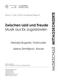 MUSIKSCHULE MITTAGSKONZERTE - Musik-Akademie Basel