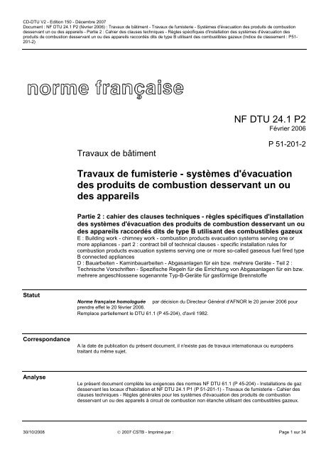 Nf Dtu 24.1 P2 Travaux De Fumisterie - Systèmes D ... - Loisir-Jardin