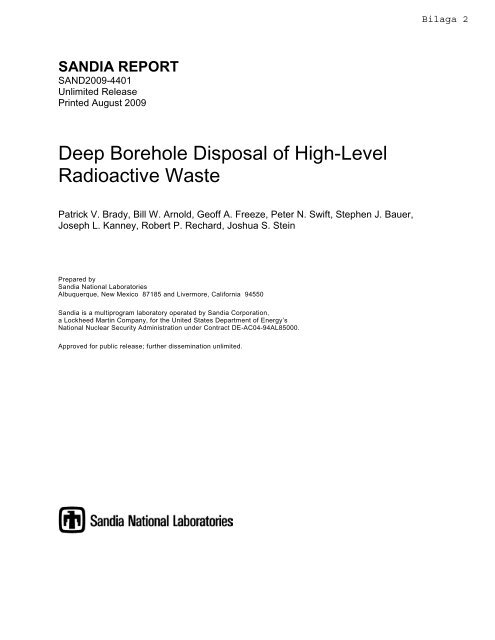 Deep Borehole Disposal Of High-Level Radioactive Waste