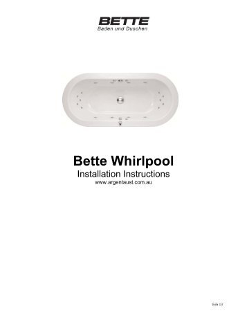 Bette Whirlpool Installation Instructions - Argent Australia