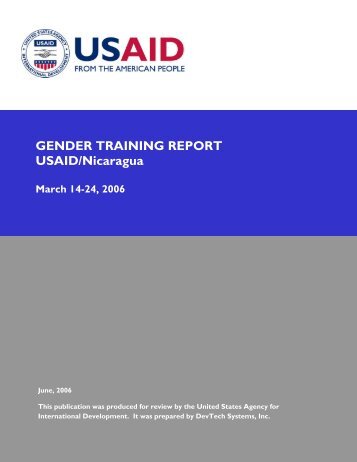 GENDER TRAINING REPORT USAID/Nicaragua - POLICY Project