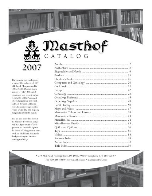 Catalog Masthof Press