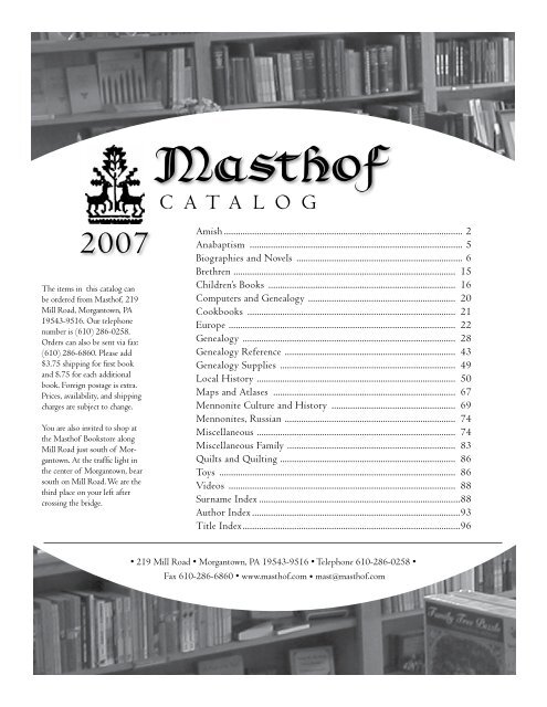 CATALOG - Masthof Press