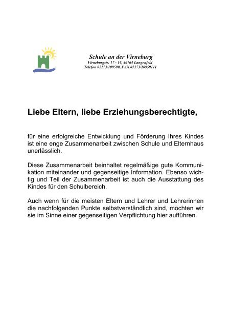 Liebe Eltern, liebe Erziehungsberechtigte, - Schule an der Virneburg