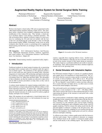 Augmented Reality Haptics System for Dental Surgical Skills Training