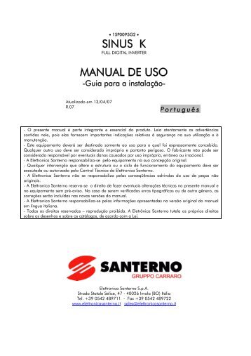 SINUS K MANUAL DE USO - Santerno