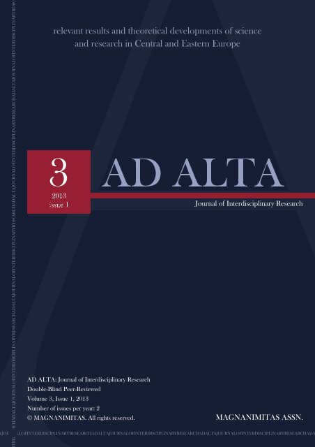 ad alta: journal of interdisciplinary research