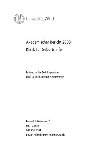 Akademischer Bericht 2008 - Geburtshilfe - UniversitÃƒÂ¤tsSpital ZÃƒÂ¼rich