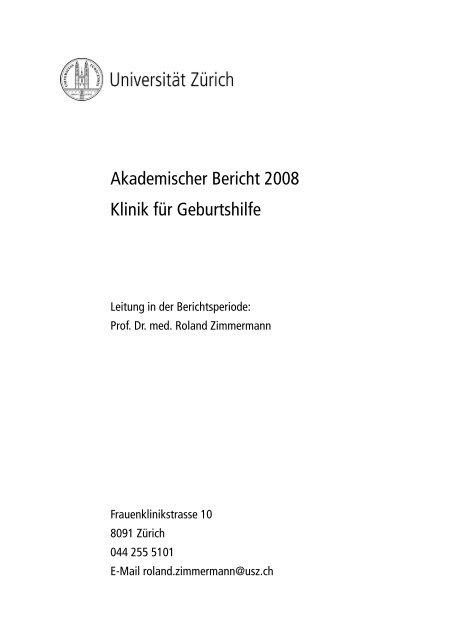 Akademischer Bericht 2008 - Geburtshilfe - UniversitÃƒÂ¤tsSpital ZÃƒÂ¼rich