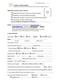 Institute of Dermatology Application of Short Course Training ...