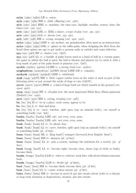 Uyo Ibibio Dictionary - Computational Linguistics and Spoken ...