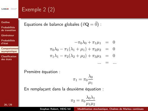 ModÃ©lisation stochastique, ChaÃ®nes de Markov continues