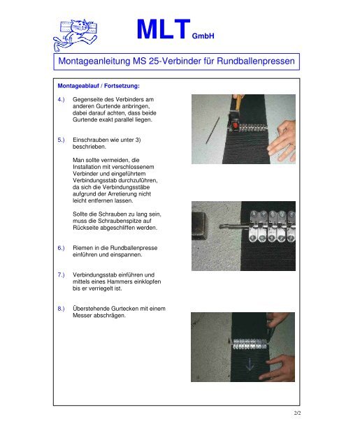 Montageanleitung MS 25-Verbinder fÃ¼r Rundballenpressen