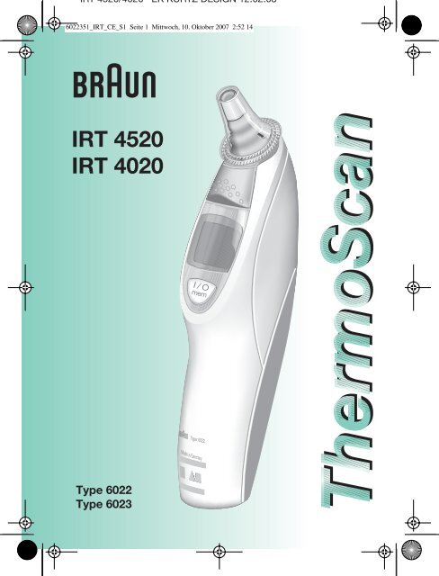 User manual Braun ThermoScan IRT 4020 (English - 55 pages)