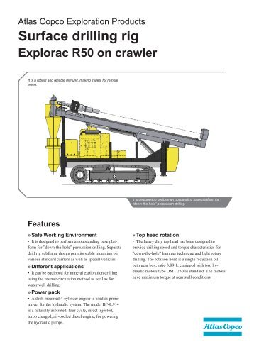 Surface drilling rig Explorac R50 on crawler - Atlas Copco