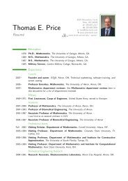 Thomas E. Price – Resumé - Department of Mathematics - The ...